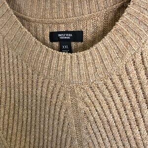 Simply Vera Vera Wang Women’s Camel Ribbed Crewneck Sweater